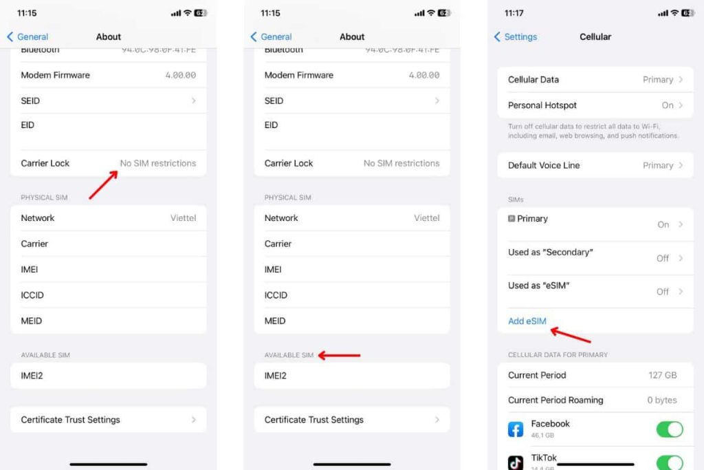 Comprueba la compatibilidad de la eSIM en iOS